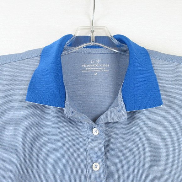 Vinyard Vines Blue Performance Polo Size M Contrast Collar - Picture 5 of 12